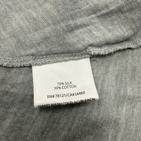 Eileen Fisher Gray Asymmetrical Hem Tunic Top 3/4 Sleeves Silk Cotton Blend EUC - Picture 7 of 8